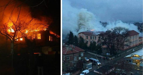 Огромен пожар изпепели ОУ „Христо Смирненски” в Карнобат
